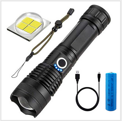 Strong Light Flashlight, Rechargeable, Zoom Power Display, Outdoor Super Bright And Portable